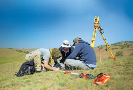 students doing archaeology fieldwork